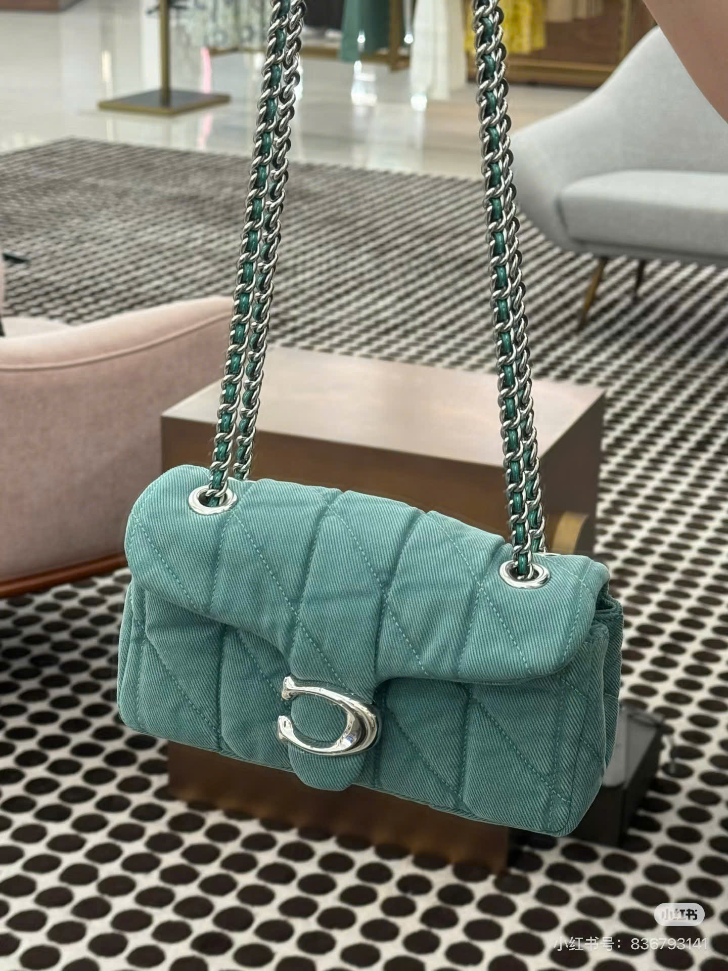 Túi Xách Coach Tabby Mini Denim Xanh Mint