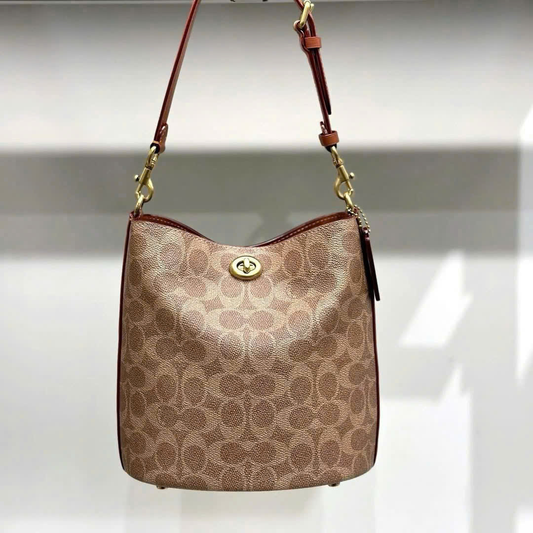 Túi Bucket Coach Willow Soft Bucket Bag 19 In Signature Canvas