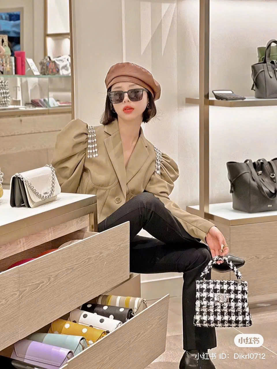 Furla 1927 Top Mini Vải Tweed