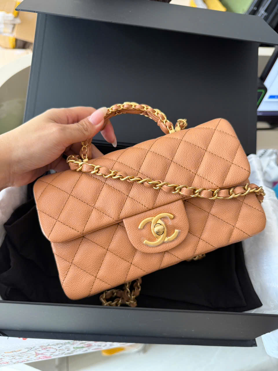 Túi Xách Chanel Mini 8 Top Handle Beige