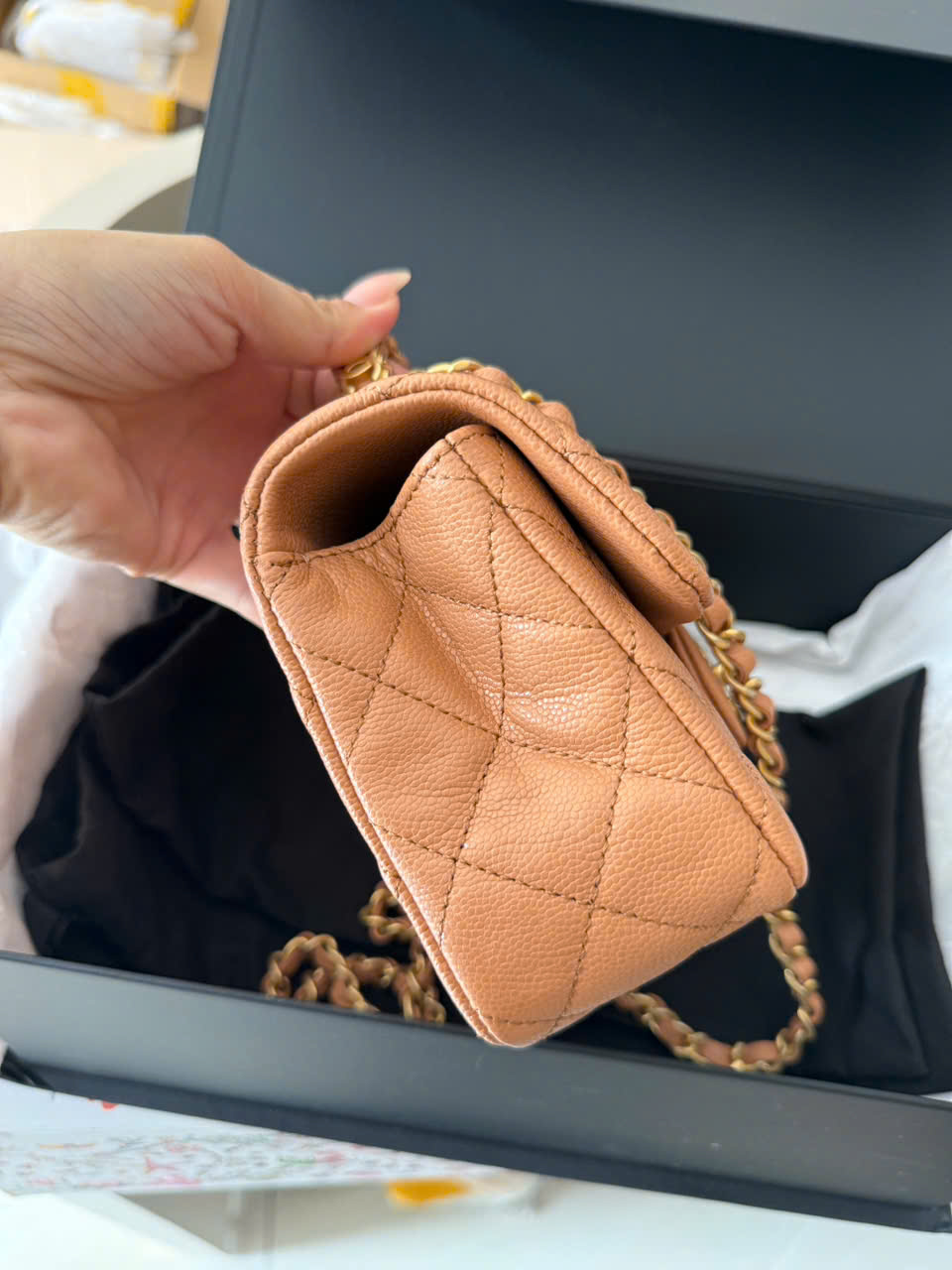 Túi Xách Chanel Mini 8 Top Handle Beige