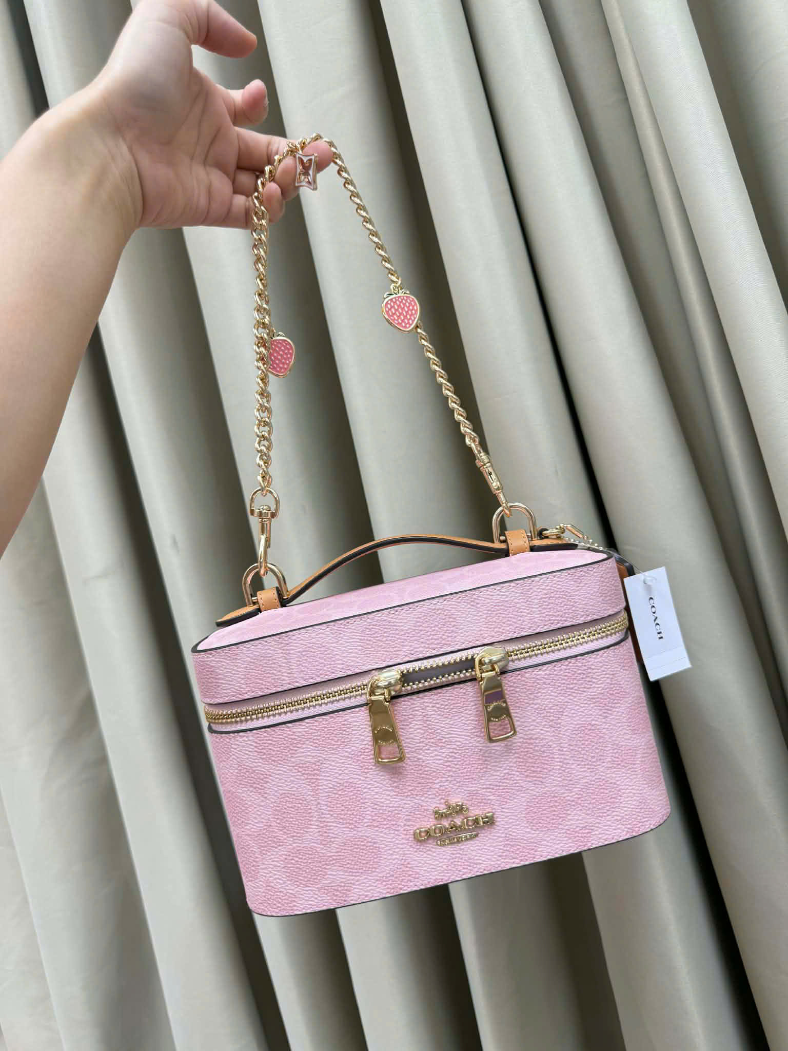 Túi Vanity Coach Hồng Sakura