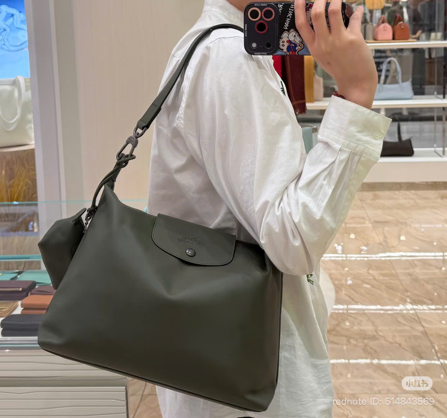 Longchamp Hobo Da Bê Olive