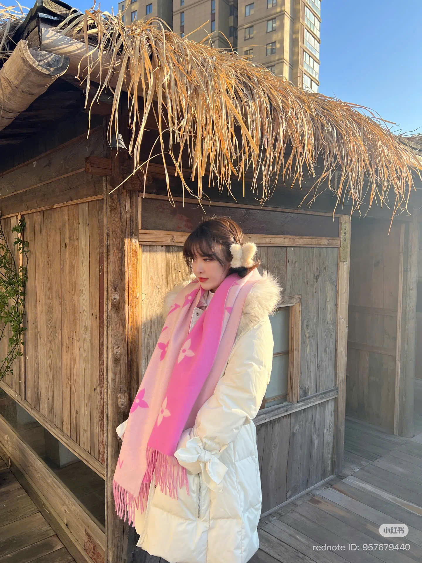 Khăn Louis Vuitton Hồng Cashmere
