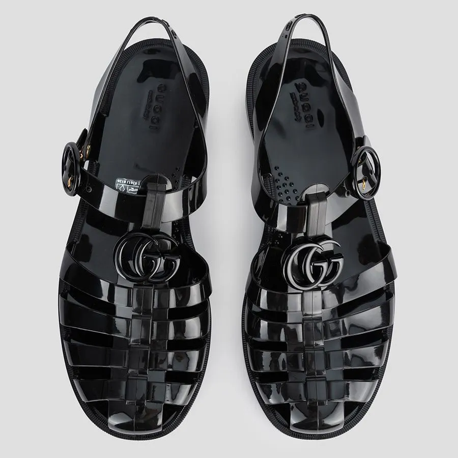 Sandal Gucci rọ nhựa đen