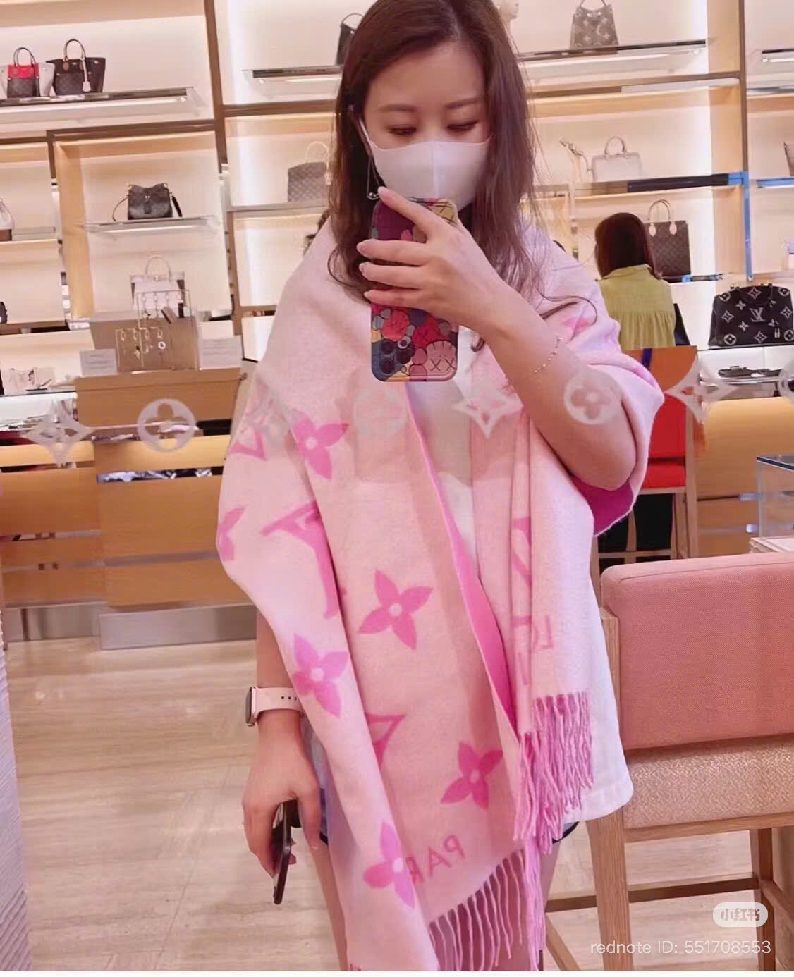 Khăn Louis Vuitton Hồng Cashmere