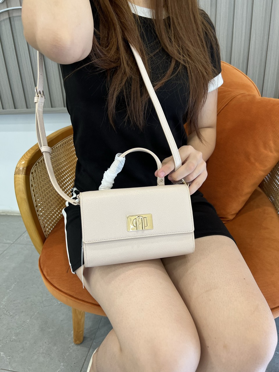 Túi Xách Tay Nữ Furla 1927 Mini Crossbody Top Handle Ballerina Màu Nude