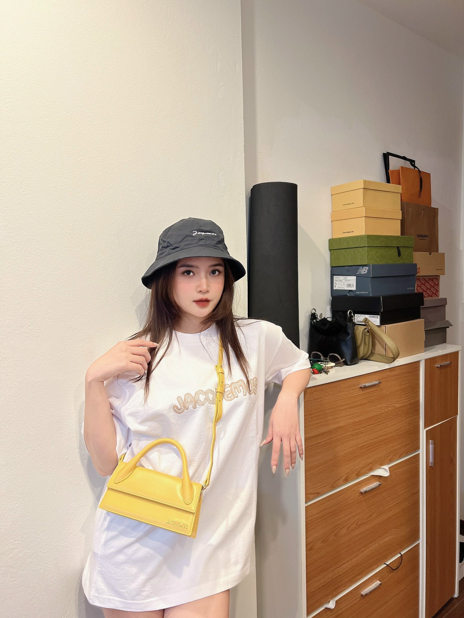 Mũ Jacquemus Le Bob Picchu In Black Cotton Màu Đen