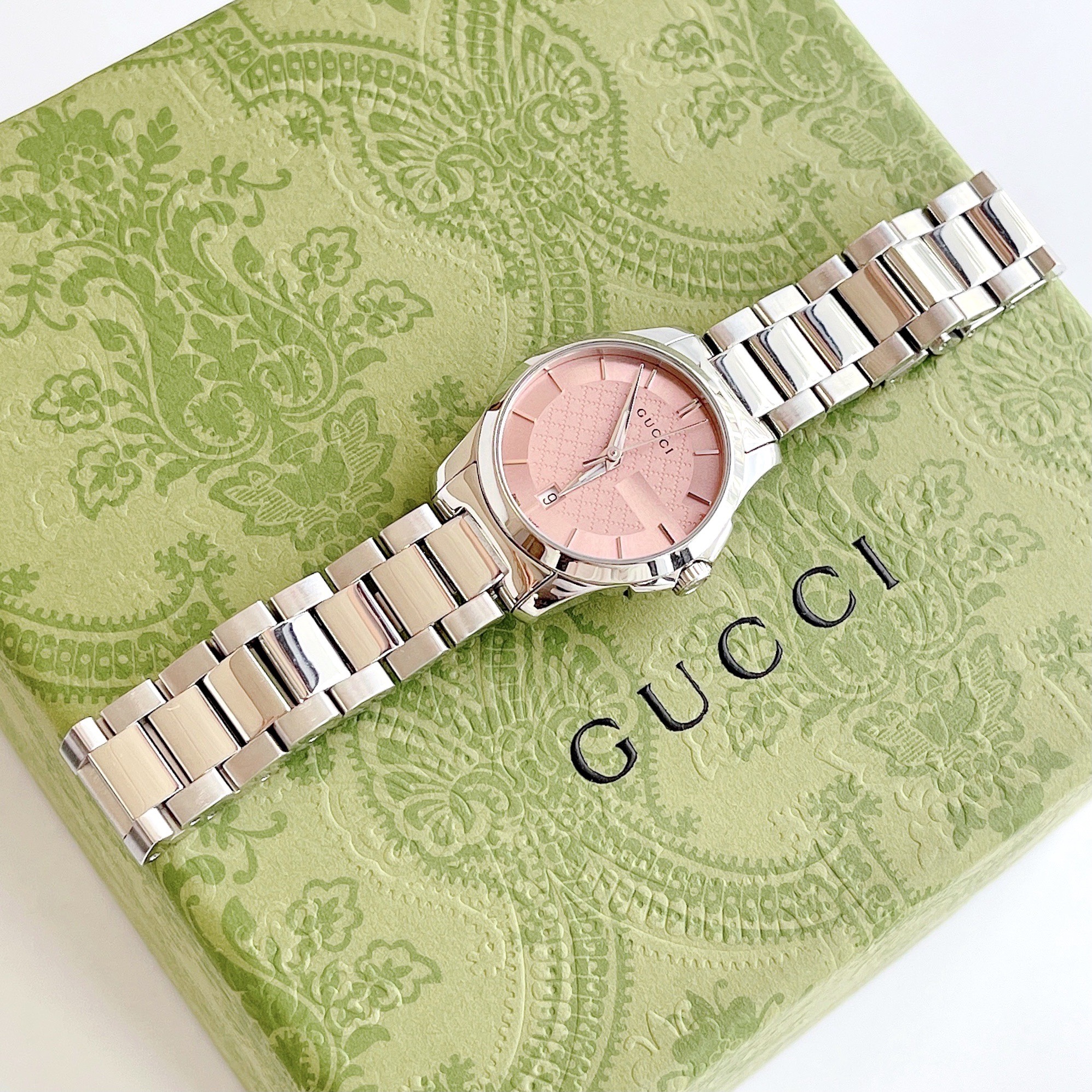 Đồng Hồ Gucci G-Timeless Pink Dial Stainless Steel Ladies Watch