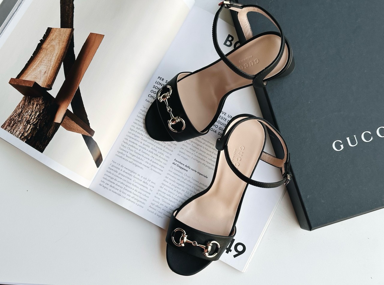 Giày Cao Gót Gucci Metallic Horsebit Leather Sandal