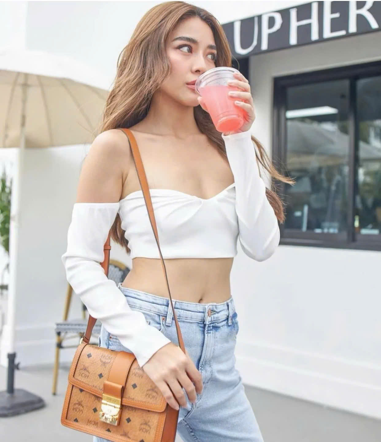 Túi MCM túi Tracy nâu