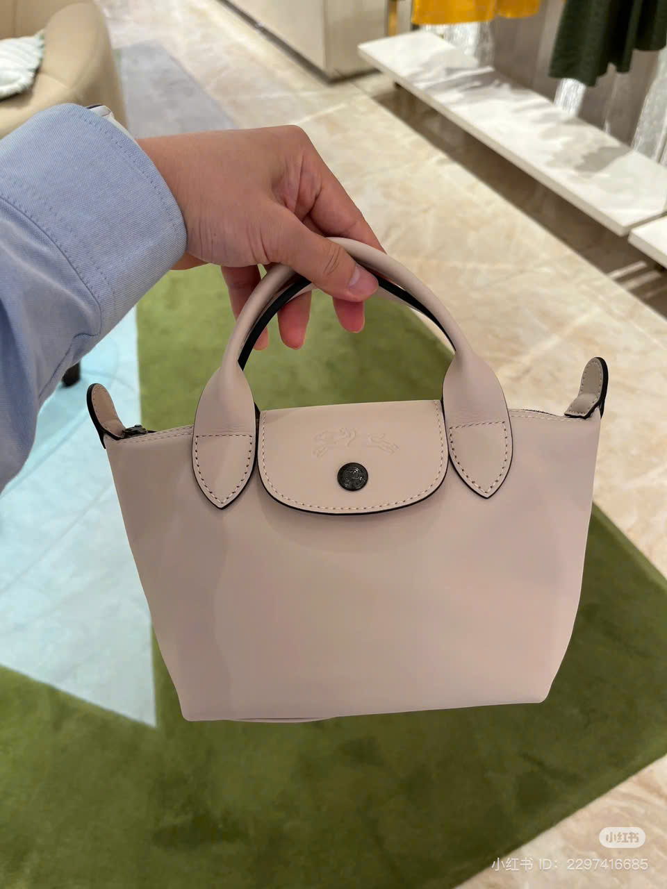 Longchamp xs da bê màu hồng phấn
