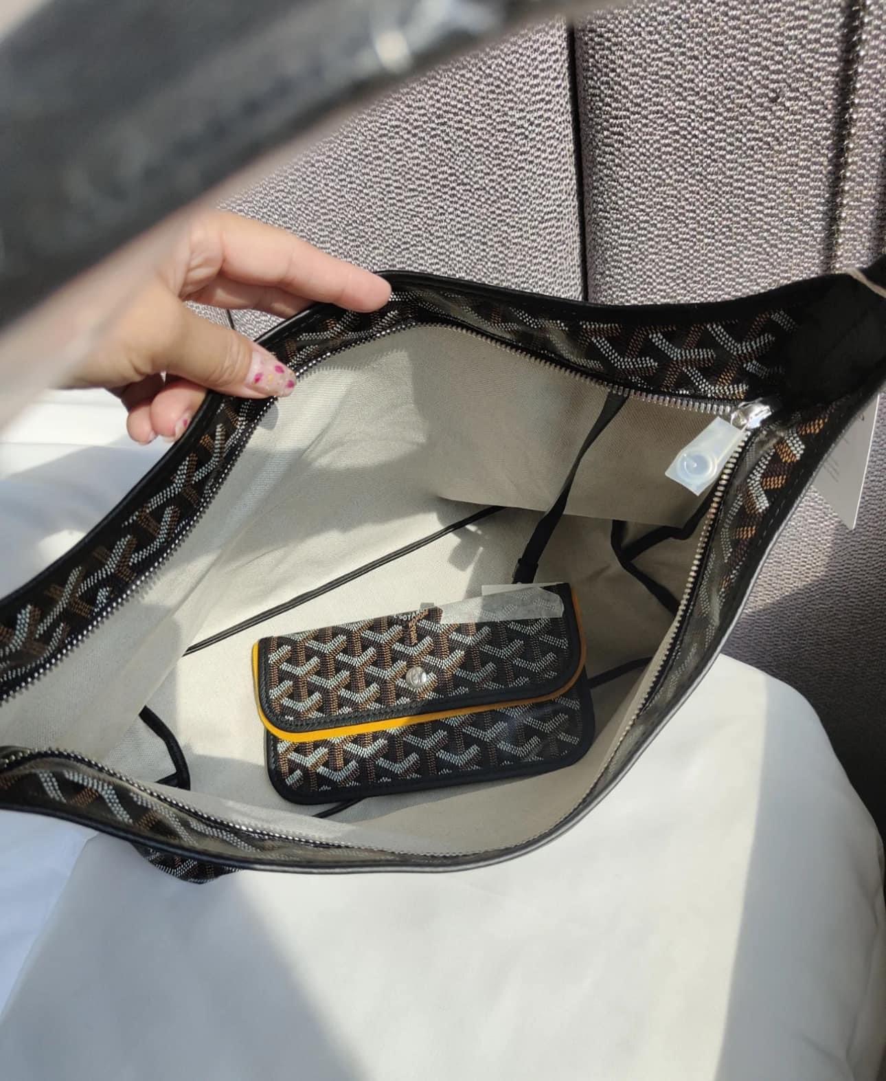 Túi Tote Nữ Goyard Hobo Bag In Goyardine Chevroches Calfskin Black