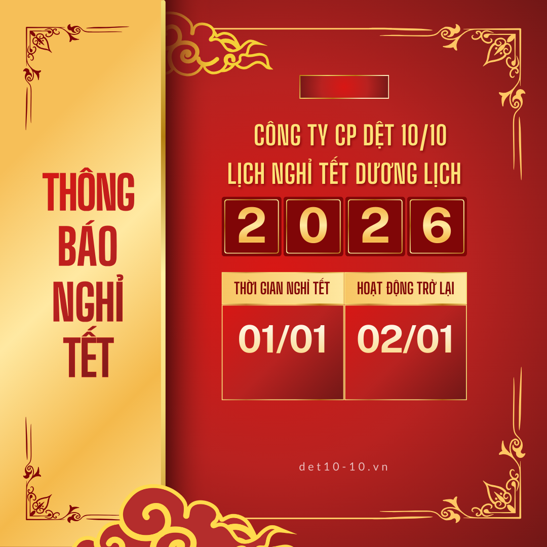 Công ty cổ phần Dệt 10/10 thông Báo nghỉ tết dương lịch 2026