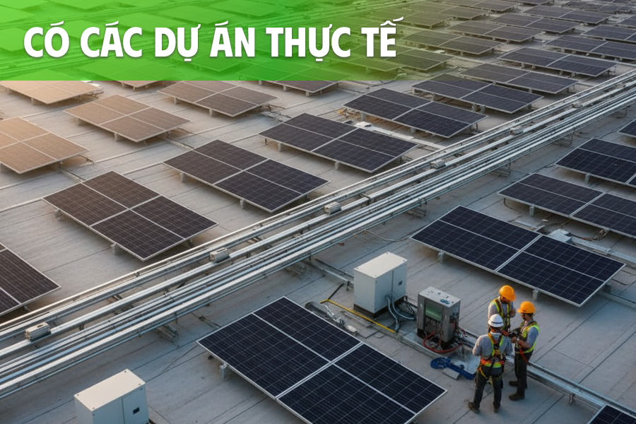 Dấu hiệu 5 có các dự án thi công điện mặt trời thực tế.