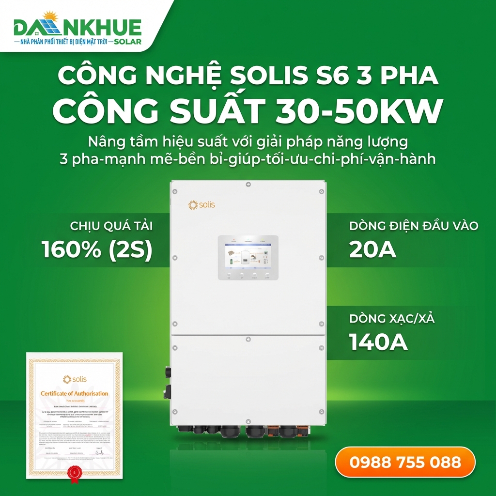 Công nghệ trên inverter solis s6 3 pha áp cao với công suất 30kw 40kw và 50kw