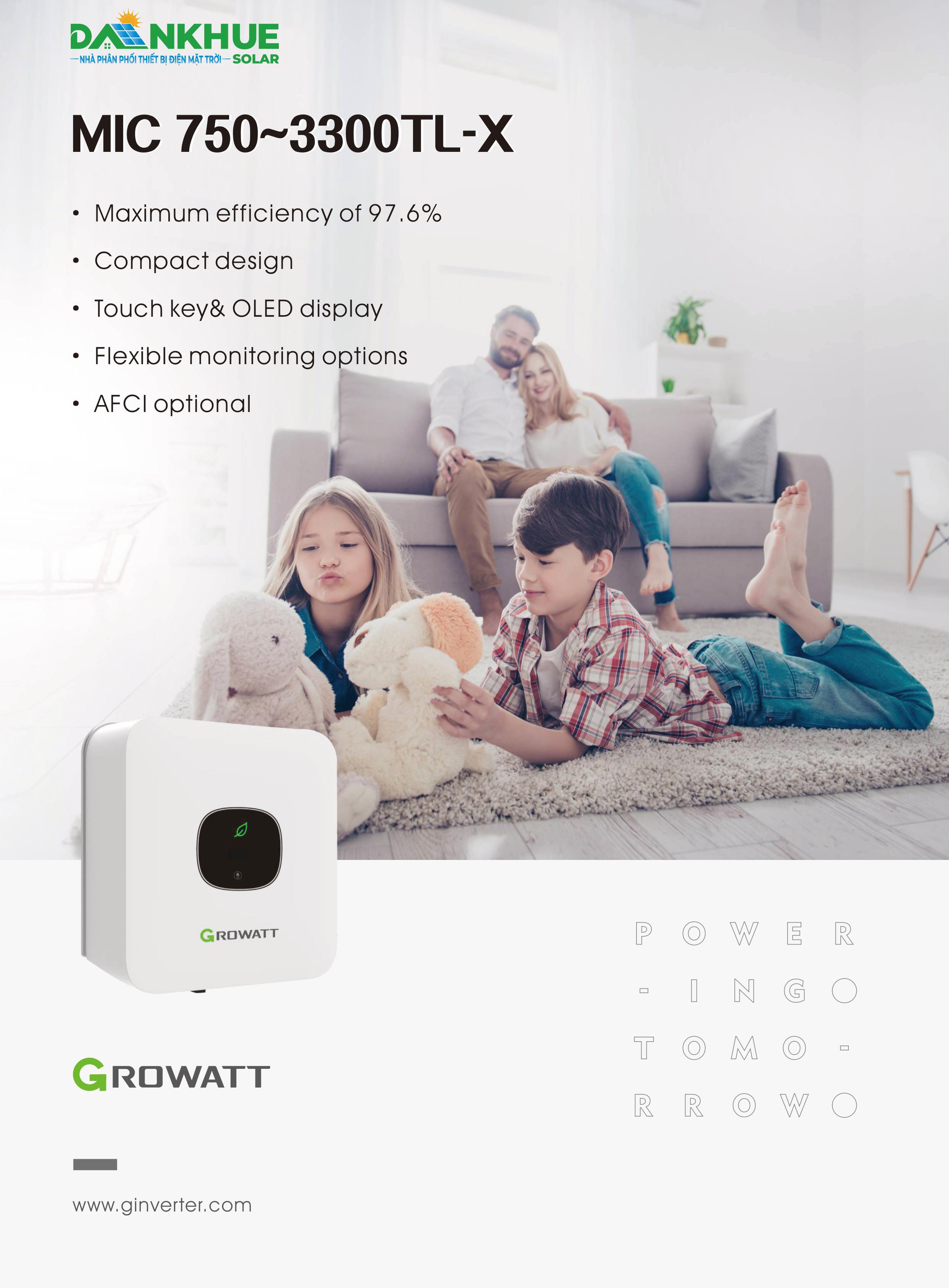 Datasheet inverter hòa lưới Growatt MIC 750-3300TL-X