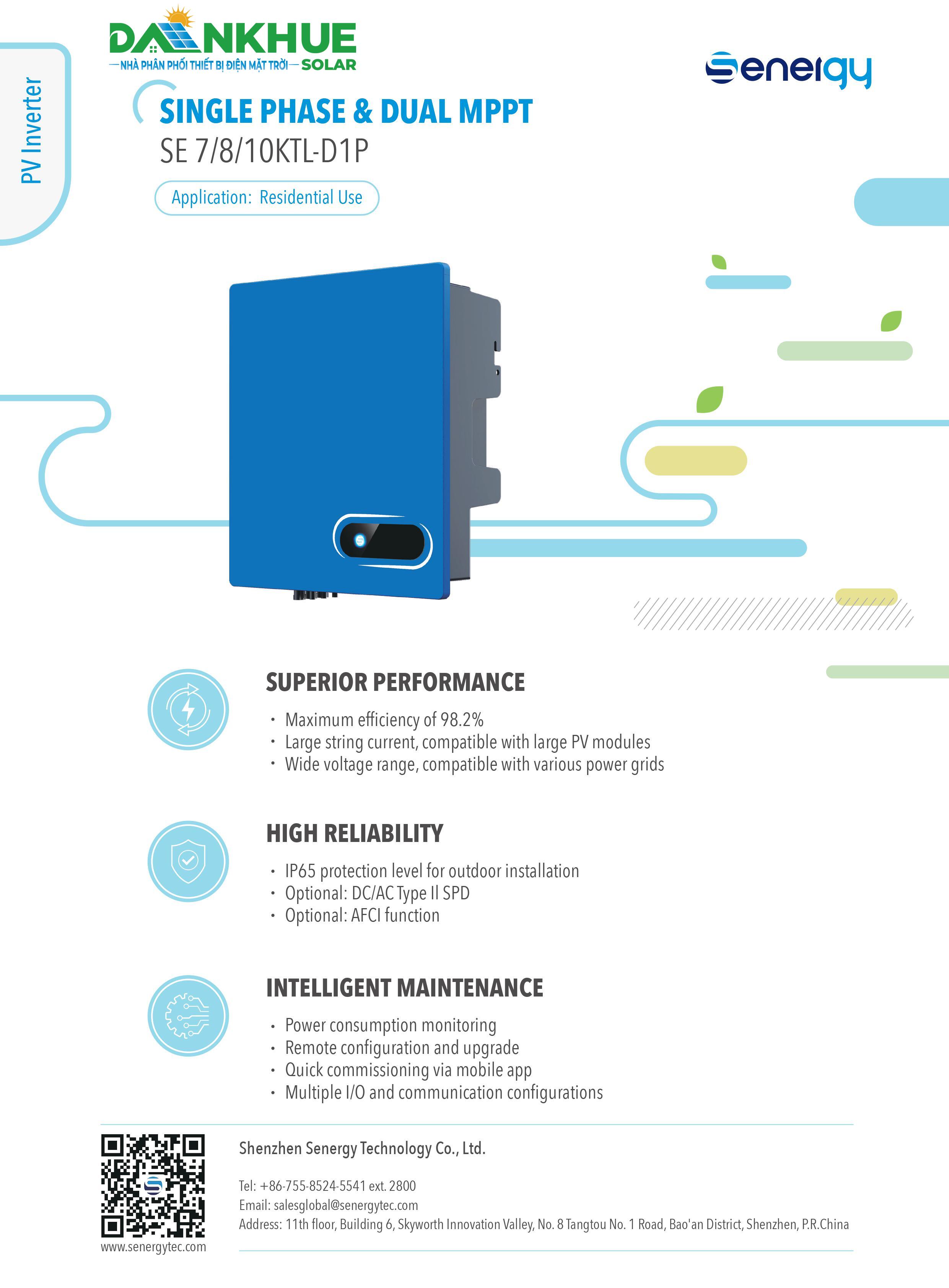 Datasheet Inverter Hòa Lưới Bám Tải Senergy SE-7-10KTL-D1P