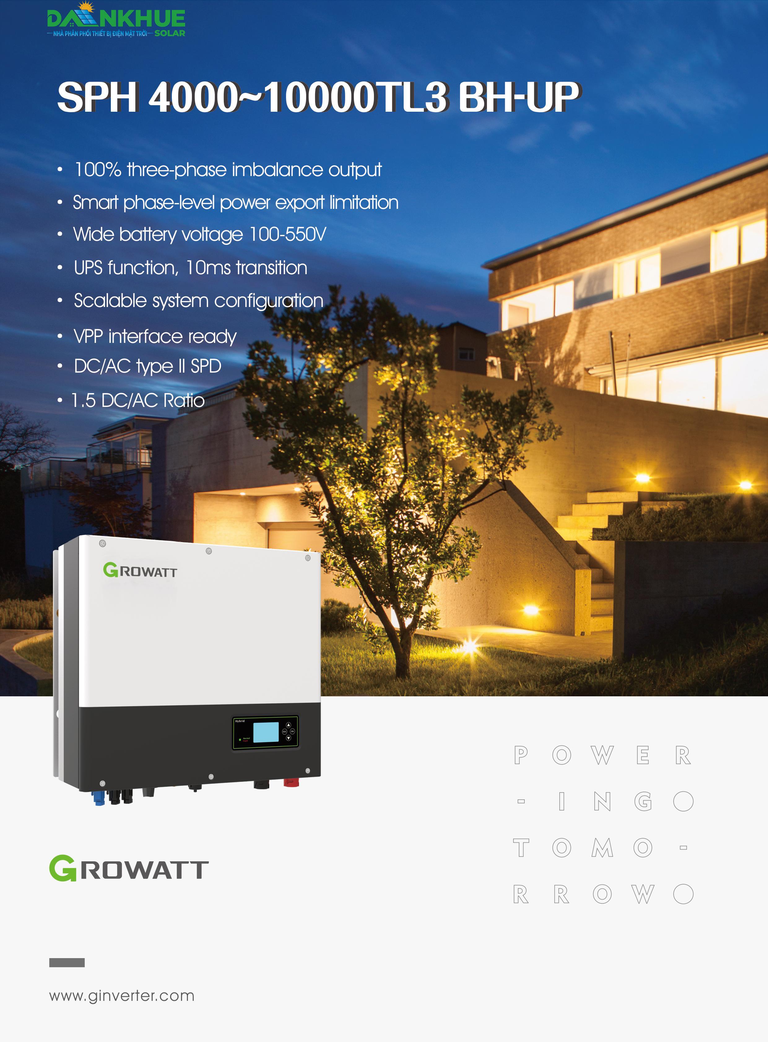 Datasheet Inverter Hybrid Growatt SPH-4000-10000TL3 BL-UP