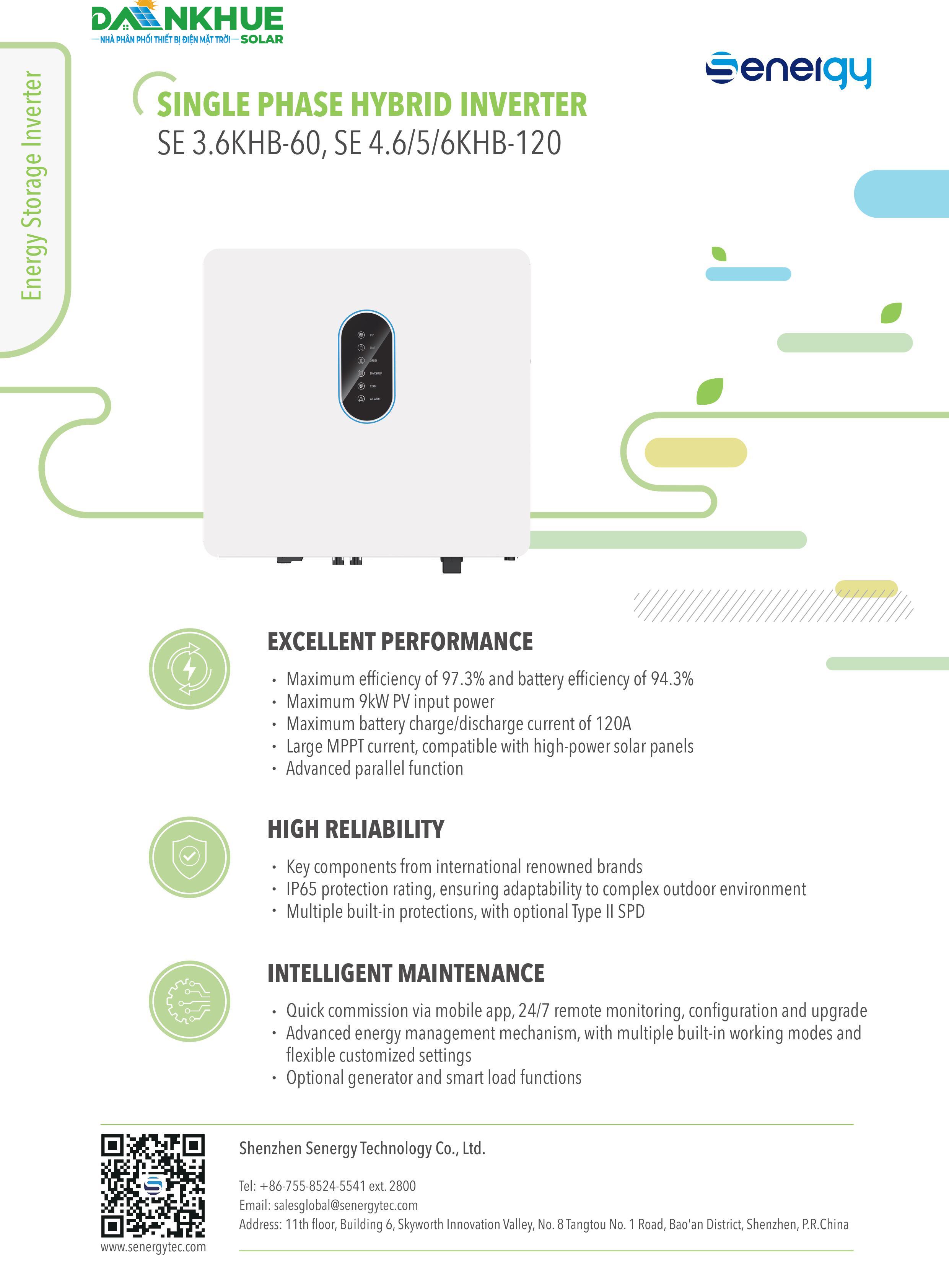 Datasheet Inverter Hybrid SENERGY SE-3-6KHB-120