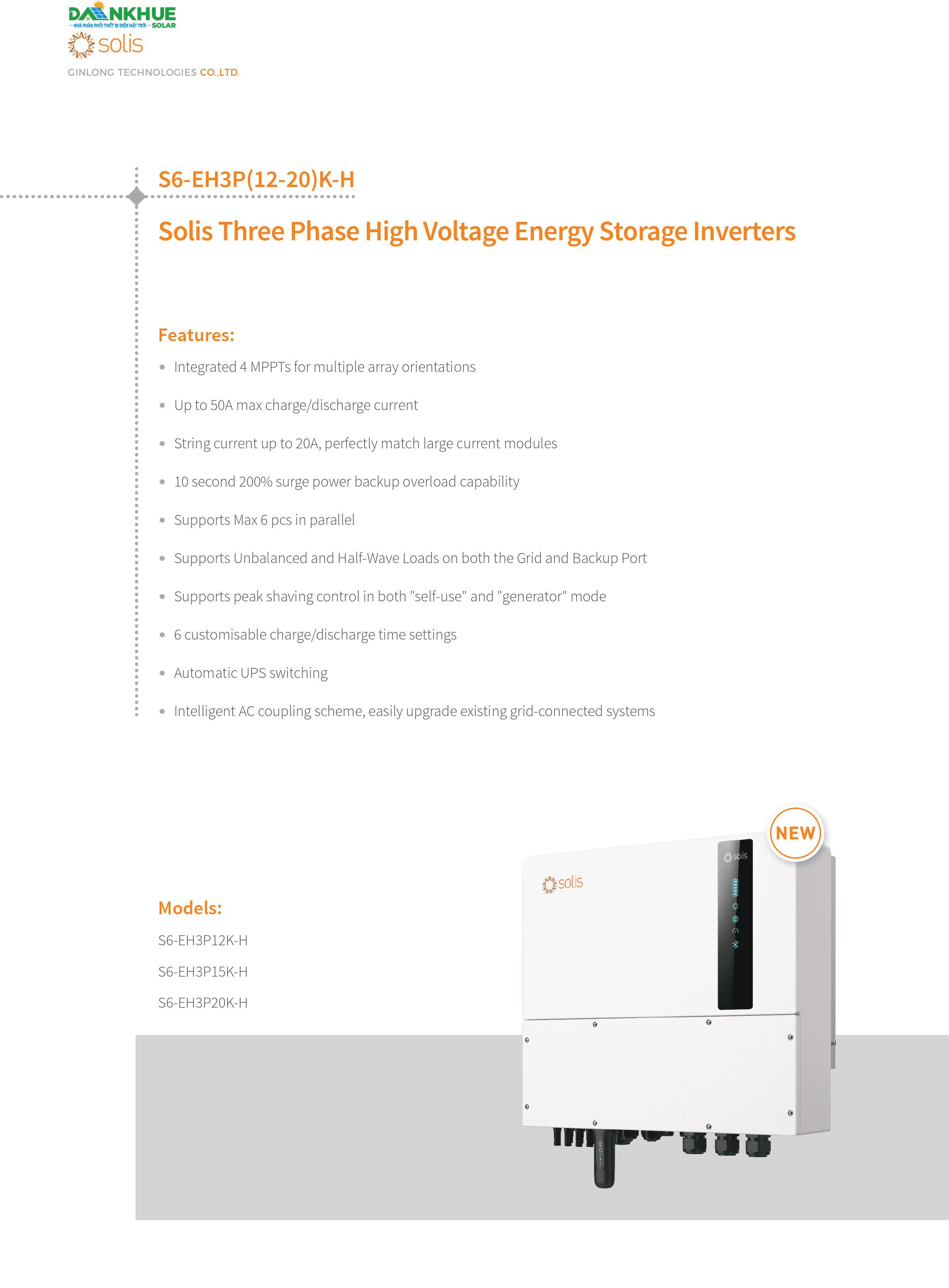 datasheet inverter hybrid Solis S6-EH3P20K-H