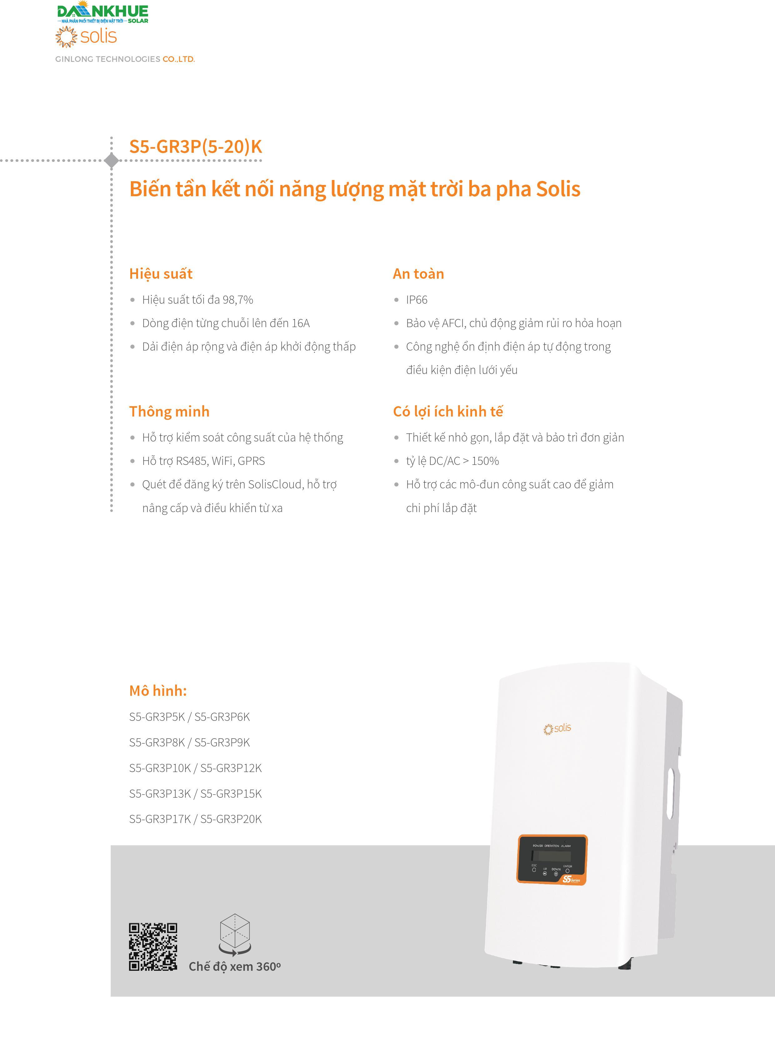 datasheet inverter hòa lưới Solis S5-GR3P(5-20)K