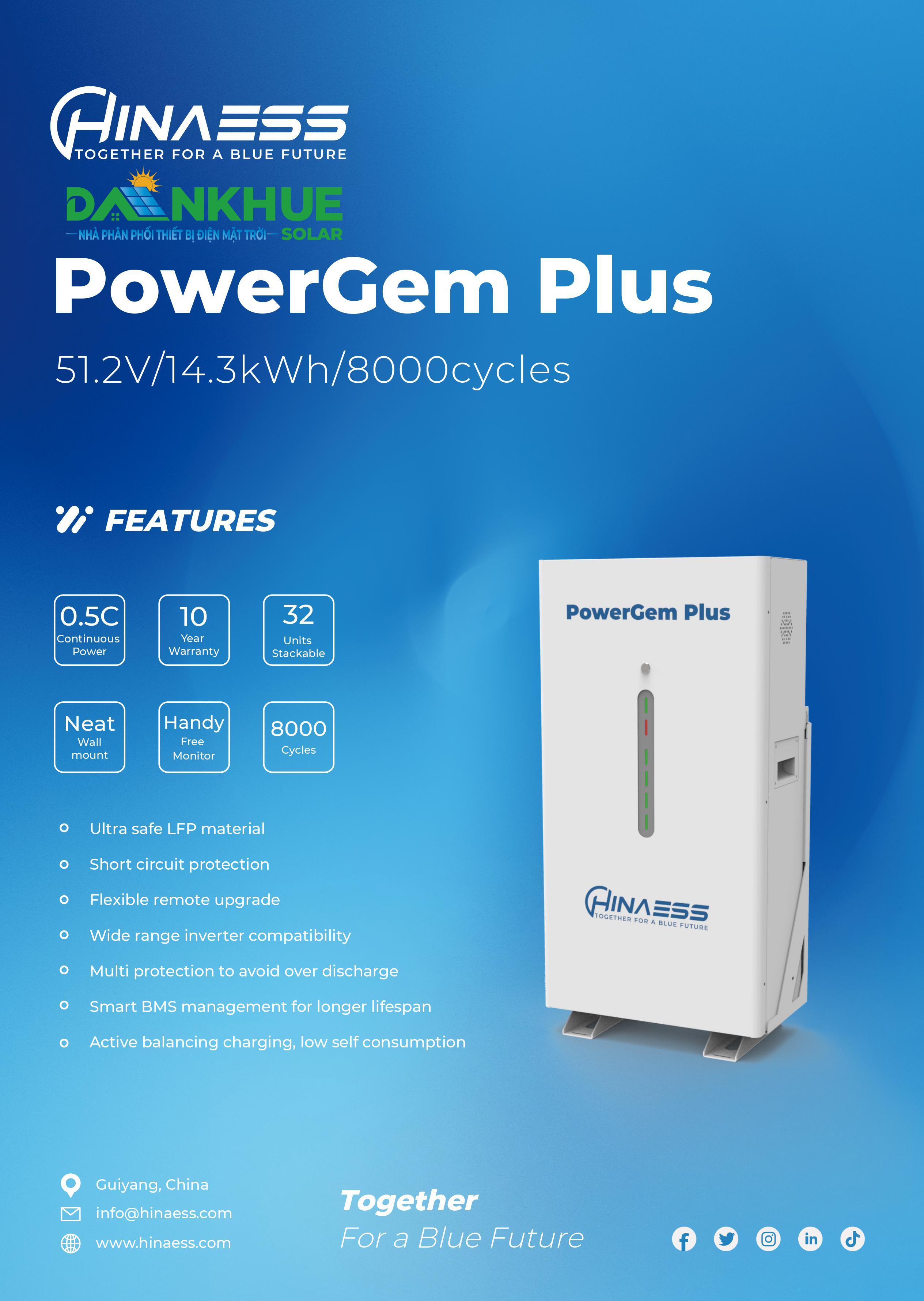 Datasheet pin lưu trữ lithium Hinaess PowerGem Plus 14.3kWh
