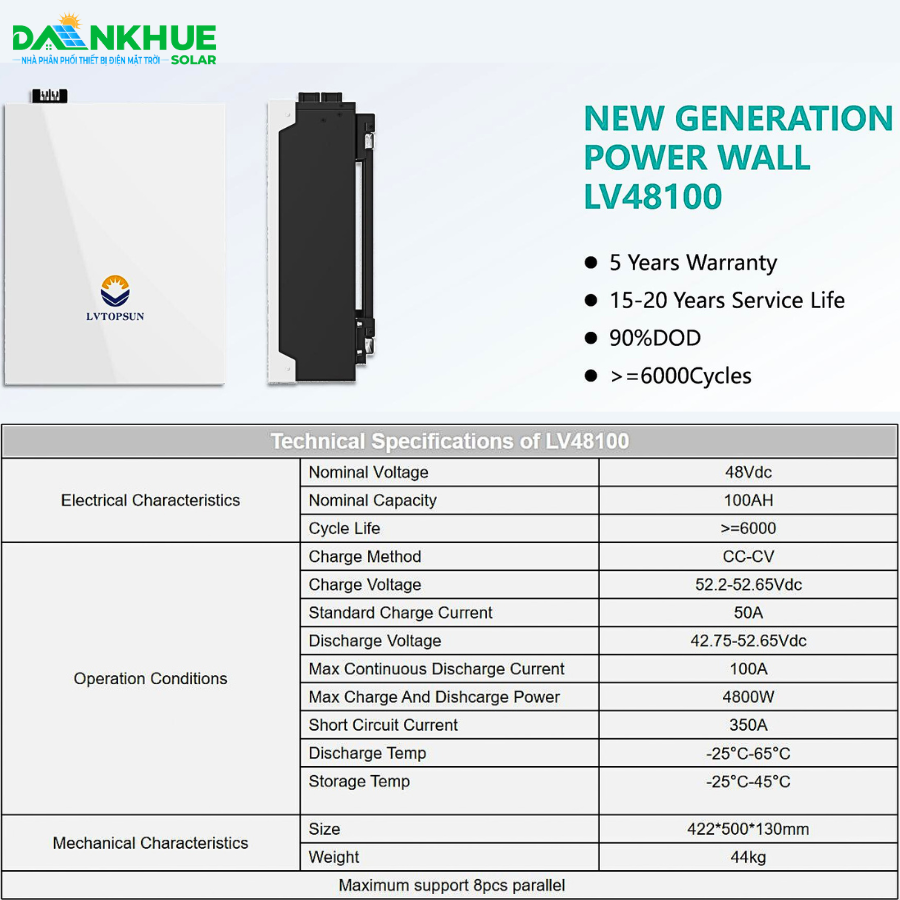 Pin lưu trữ lithium LVTOPSUN 48V100