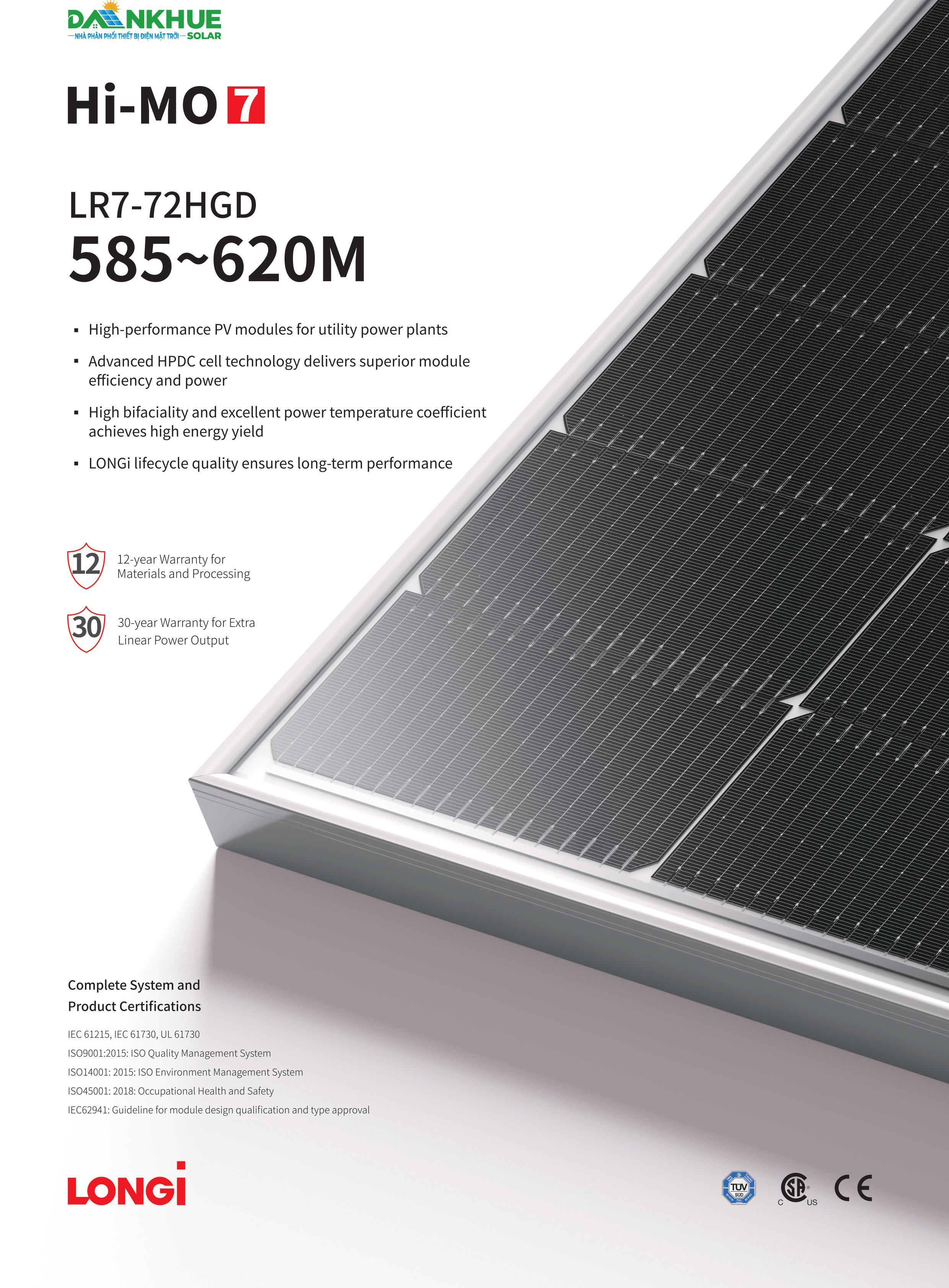 Datasheet tấm pin Longi LR7-72HGD 585-620W Hi-Mo 7