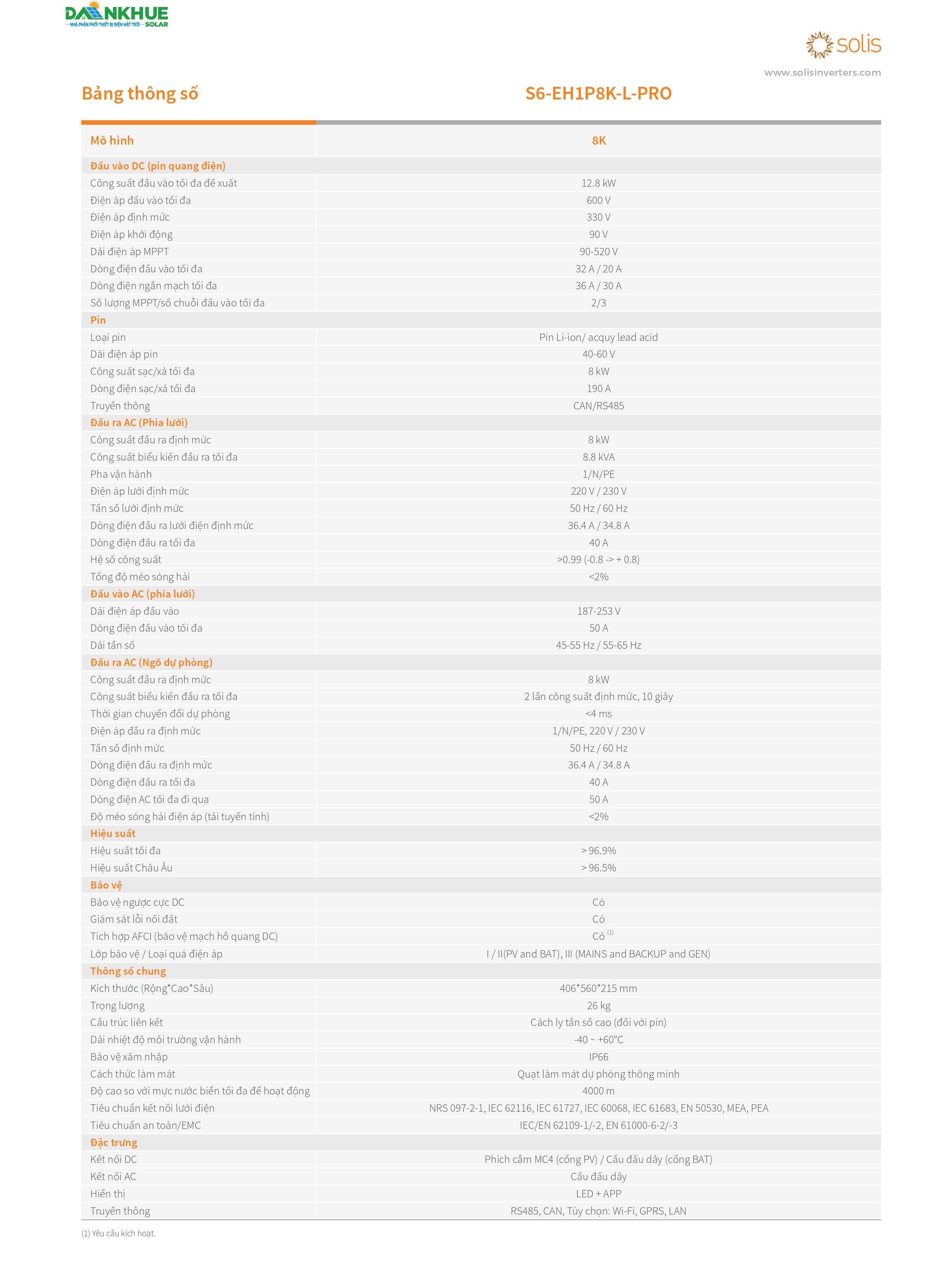 Datasheet Thông Số Kỹ Thuật Inverter Hybrid Solis S6 EH1P8K-L-PRO(SN)