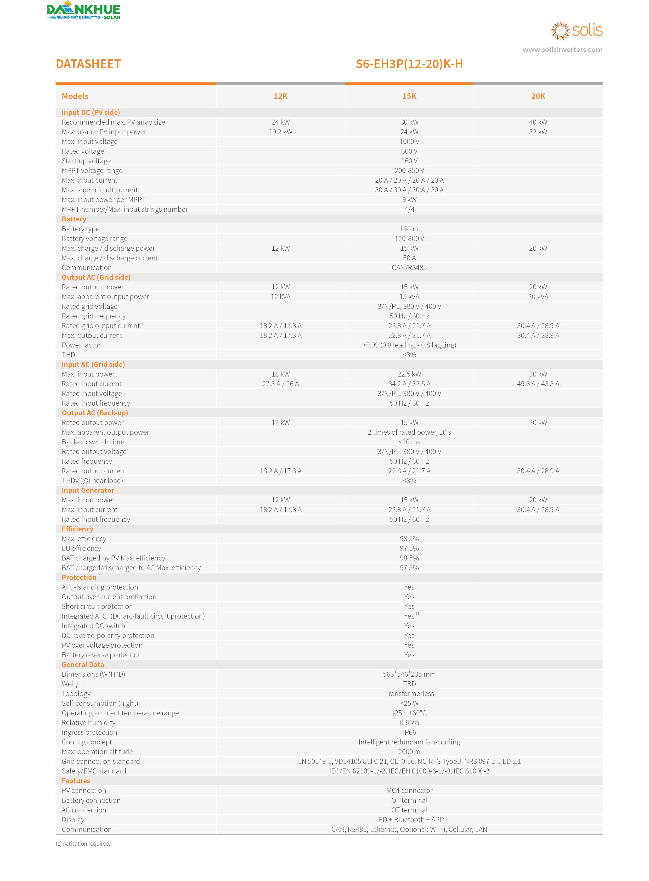 datasheet thông số kỹ thuật inverter hybrid Solis S6-EH3P20K-H