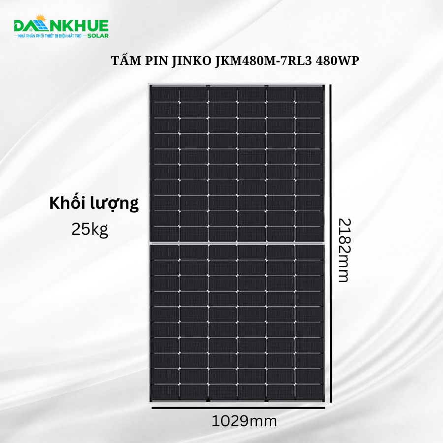 Kích thước và cân nặng của tấm pin Jinko 480W