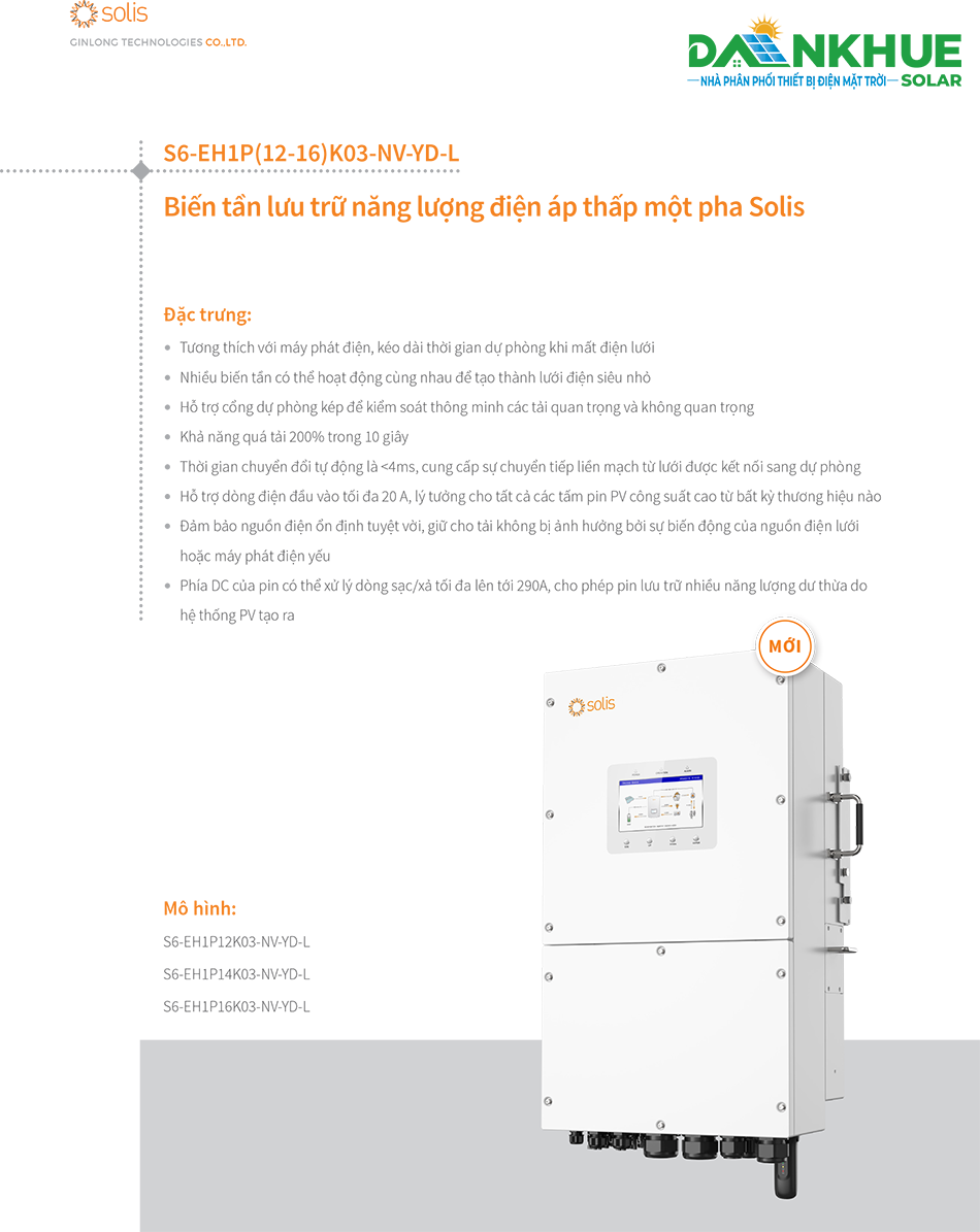 Datasheet inverter hybrid solis S6-EH1P(12-16)K03-NV-YD-L