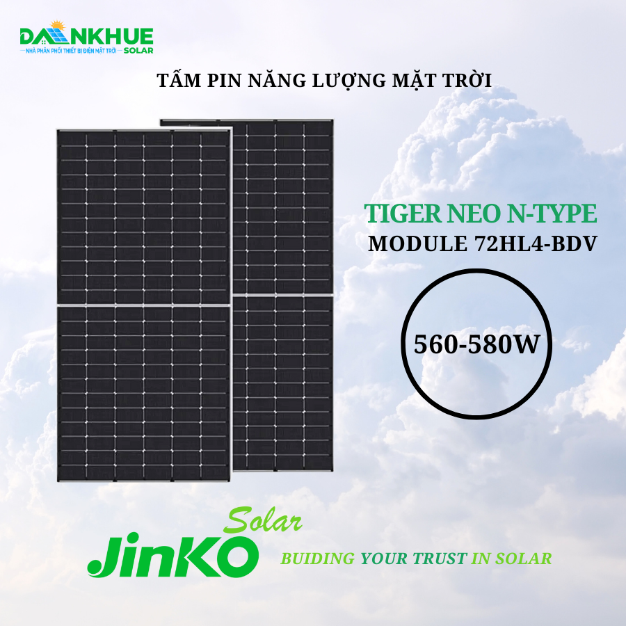 giới thiệu tổng quan tấm pin năng lượng mặt trời Jinko Tiger Neo N-type 72HL4-BDV 560-580W
