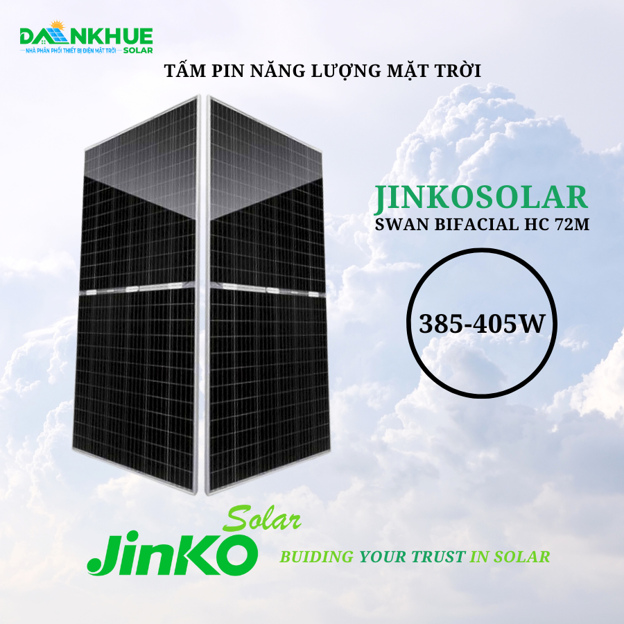 Tổng quan tấm pin năng lượng mặt trời Jinko Swan Bifacial HC 72M 385-405W 