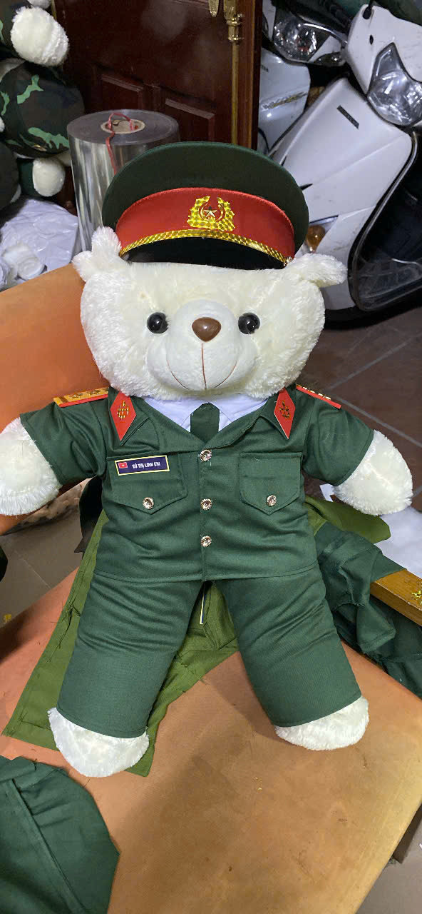 Gấu bông mặc quân phục chiến sĩ dễ thương làm quà tặng