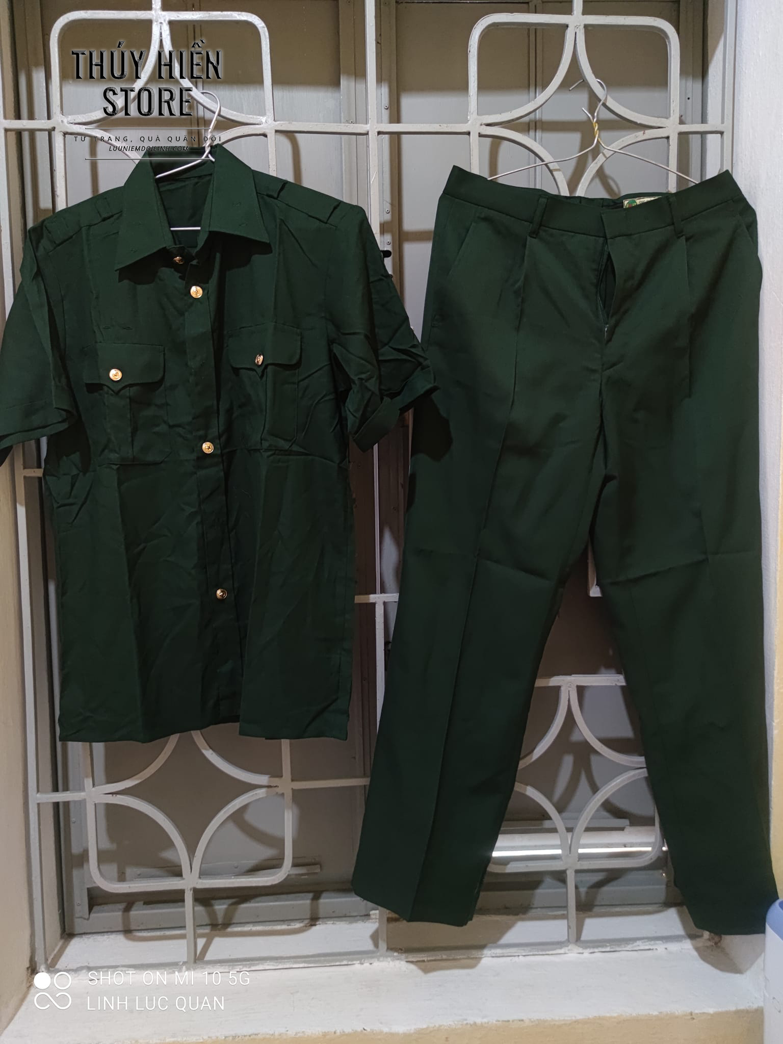 Bộ Quần Áo Kiểu K08 Quân Đội Màu Xanh Rêu