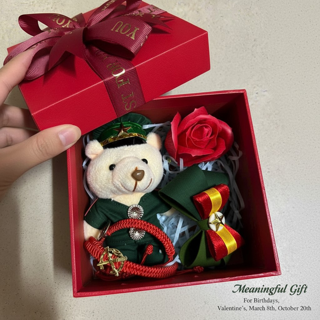 Hộp Quà Tặng Gấu Bông Hoa Hồng Kèm Vòng Tay Tặng Bạn Gái