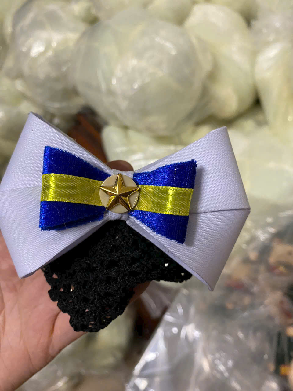 Nơ cột tóc handmade phong cách chiến sĩ dễ thương