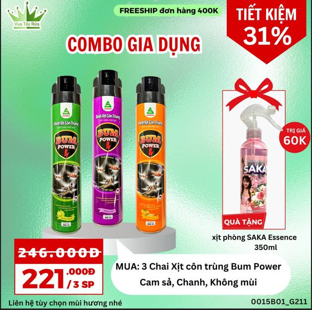 COMBO XỊT CÔN TRÙNG TẶNG XỊT PHÒNG M3T1 (211K)