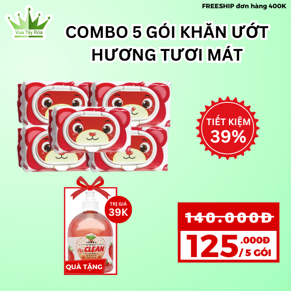 Khăn ướt dpNANO - hương Tươi mát (màu đỏ)