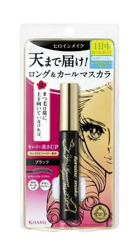 Mascara Kiss Me Heroine Super WP Dạng Màng Film Chống Trôi Siêu Bền Nâng Cong và Dài Mi Màu Hồng 6g