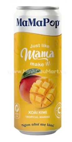 Nước trái cây có ga MAMAPOP xoài kiwi lon 330ml