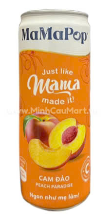 Nước trái cây có ga MAMAPOP cam đào lon 330ml