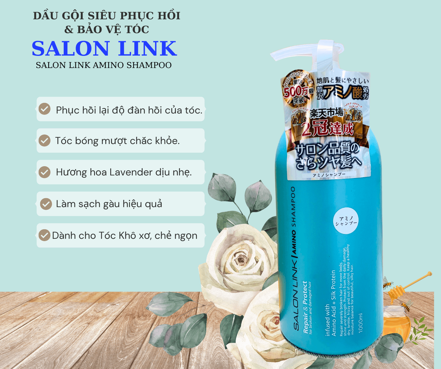 DẦU GỘI SALONLINK AMINO DƯỠNG TÓC 1000ML
