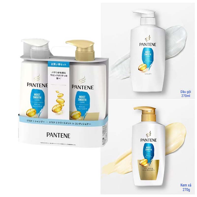 Set 2 chai Dầu gội xả Pantene phục hồi 270ml xanh dương