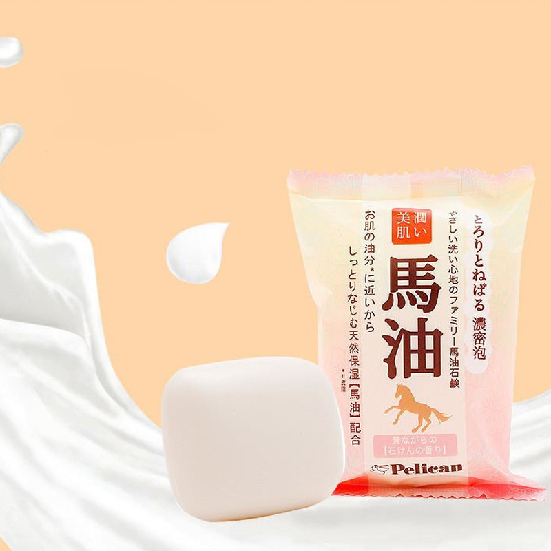 Xà Phòng Rửa Mặt Dưỡng Trắng Mịn Da Pelican Family Soap Horse Oil Chiết Xuất Từ Dầu Ngựa (80g)