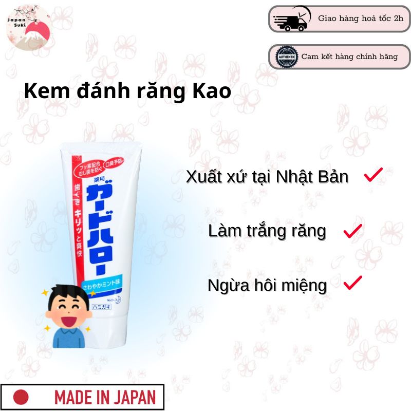 Kem đánh răng trắng sáng, ngừa hôi miệng - Kao 165g
