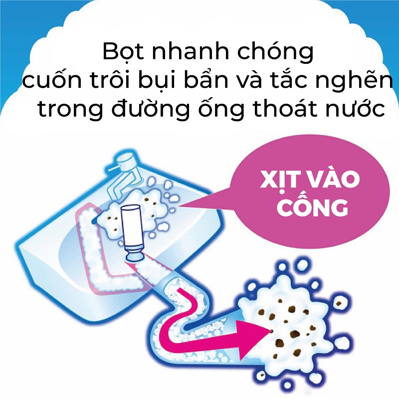 CHAI XỊT TẠO BỌT VỆ SINH ĐƯỜNG ỐNG NƯỚC SINH HOẠT EARTH RAKU HAPI 200ml