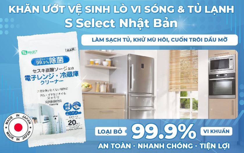 Khăn Ướt Vệ Sinh Lò Vi Sóng & Tủ Lạnh S Select (Gói 20 Miếng)_nội địa nhật